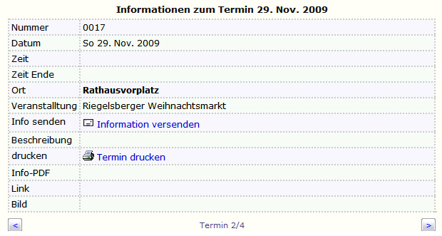 Termin Detailinformation